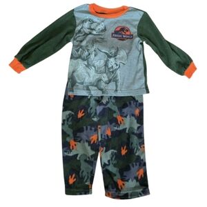 🦖 Kids Dino Pajamas - Green and Orange Sz 3T
